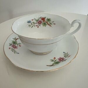 Vintage Rare Fine Kenwood China from Japan Tea cup & saucer Gold Scalloped Trim